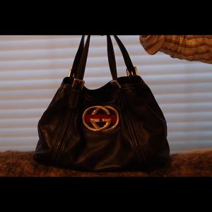 Gucci Leather Britt Tote Double G